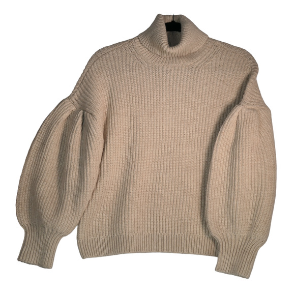 Free Assembly Sweater Women XXL Beige Cowl Neck Balloon Sleeves Chunky Knit - Picture 1 of 6